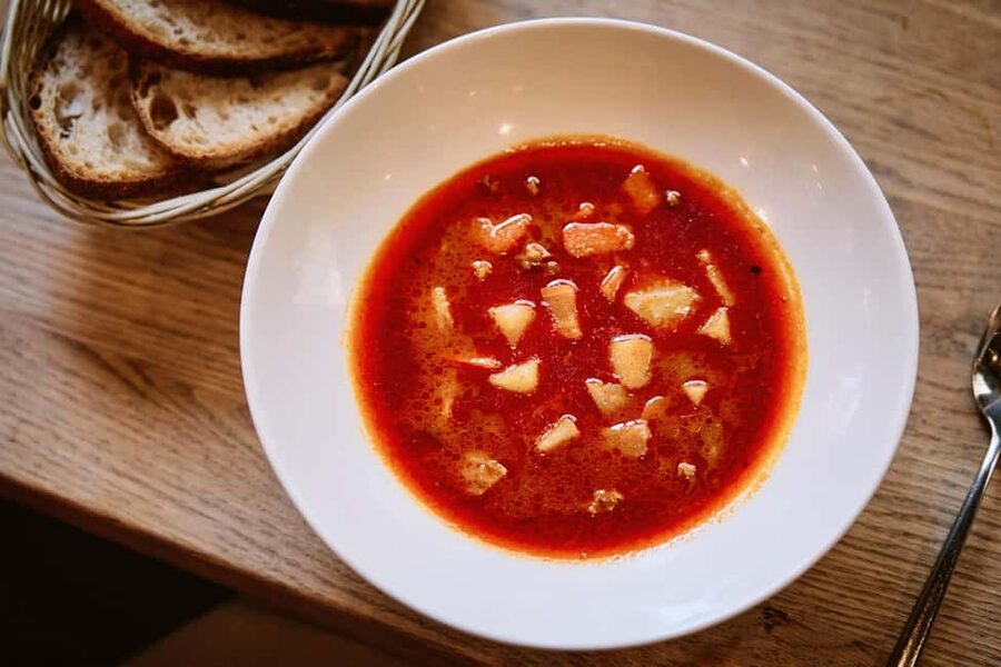 Budapest Guided Food Walking Tour with Drinks Included - The first bites: soup and lángos