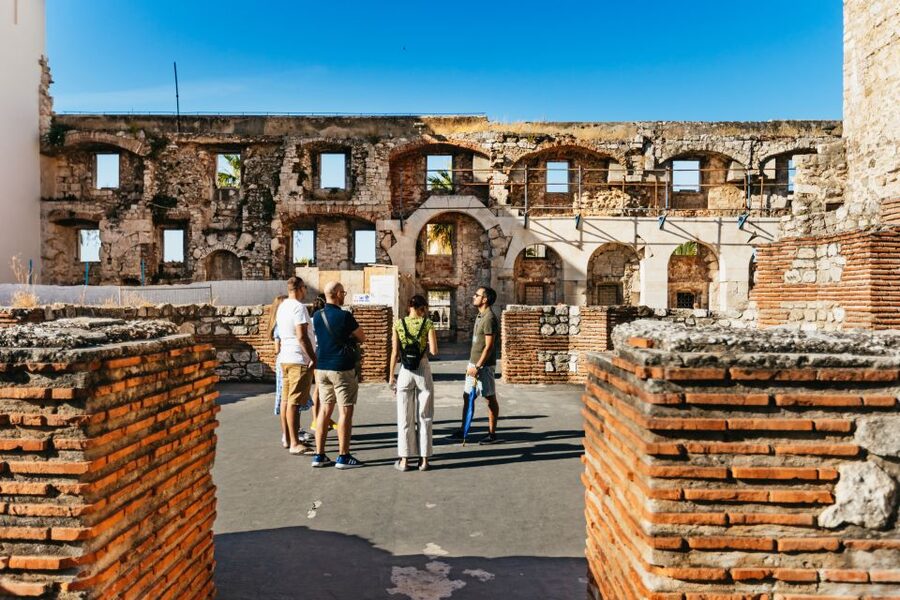 Split: Old Town and Diocletian Palace Walking Tour - The Riva promenade and views toward Marjan Hill